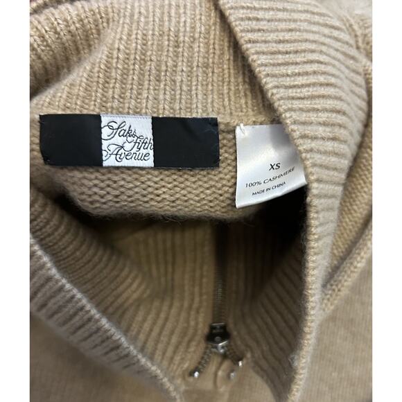 VTG 100% Cashmere Sweater XS Zip Up Jacket Military Saks Fifth Avenue 80s/90s - Picture 6 of 16